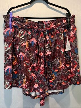 BloomChic Paperbag Waist Tropical Shorts